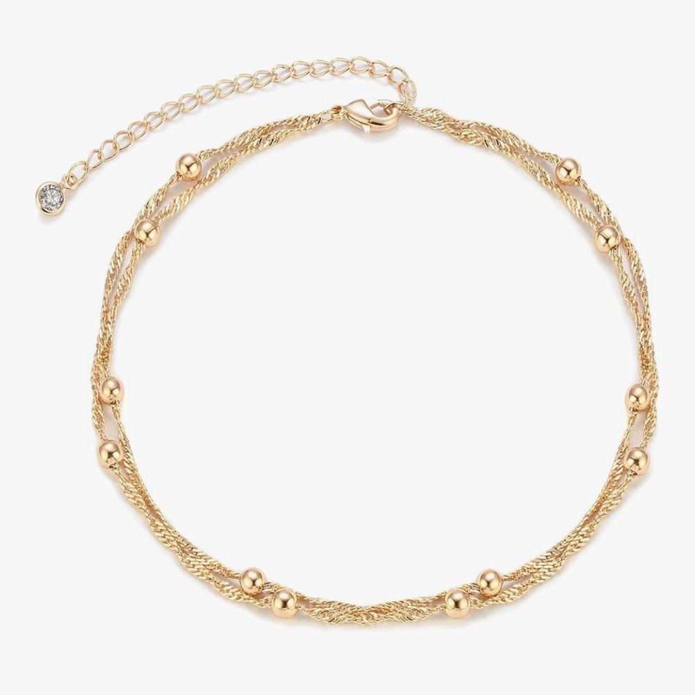 NEW 14K Gold Plated Dainty Boho Ankle Bracelet
